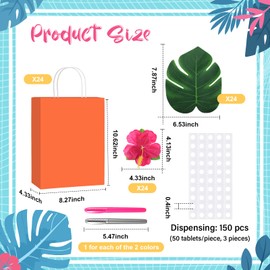 Canlierr 24 Sets Hawaiian Party Gift Bags Bachelorette Gift Paper Bags with Handles Tropical Palm Leaves Hibiscus Flowers Metal Markers Hawaiian Wedding Party Supplies for Bridesmaids (Multi Color)