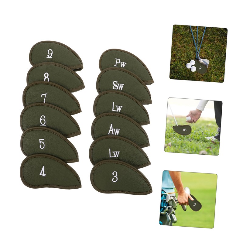 Mipcase 12pcs Golf Iron Protective Covers Thickened PU Leather Club