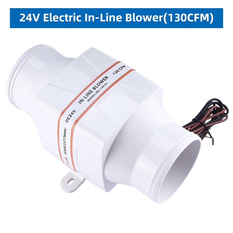 NovelBee Marine Boat DC 24V Electric in-Line Bilge Air Blower