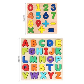 1 Set Uppercase Letter Puzzles, 1 Set Number Puzzles, Letter Recognition Puzzles for Children, Learning Building Block Toys, Panel Puzzles, Three-Dimensional Puzzles, Educational Toys