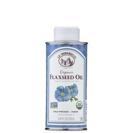 La Tourangelle, Aceite de linaza orgánico, omega-3 esencial para mejorar la salud del corazón, vegano, sin OMG, sin gluten, kosher, condimento de hierro fundido, 8.45 onzas líquidas