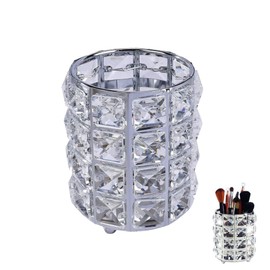 GYWHOOFT Makeup Organizer,Silver Crystal Makeup Brush Holder Organizer Metal Crystal Makeup Brush Holder Home Decor