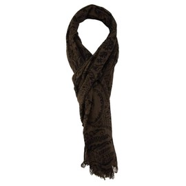 TigerTie Scarf in Brown Dark Brown Patterned - 190 x 50 cm - 100% Wool, brown dark brown