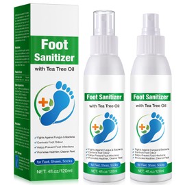 2PCS Tea Tree Oil Foot Spray, Transparent Foot Spray Refreshing, Natural Tea Tree Oil Spray (120ml/4.06 oz)