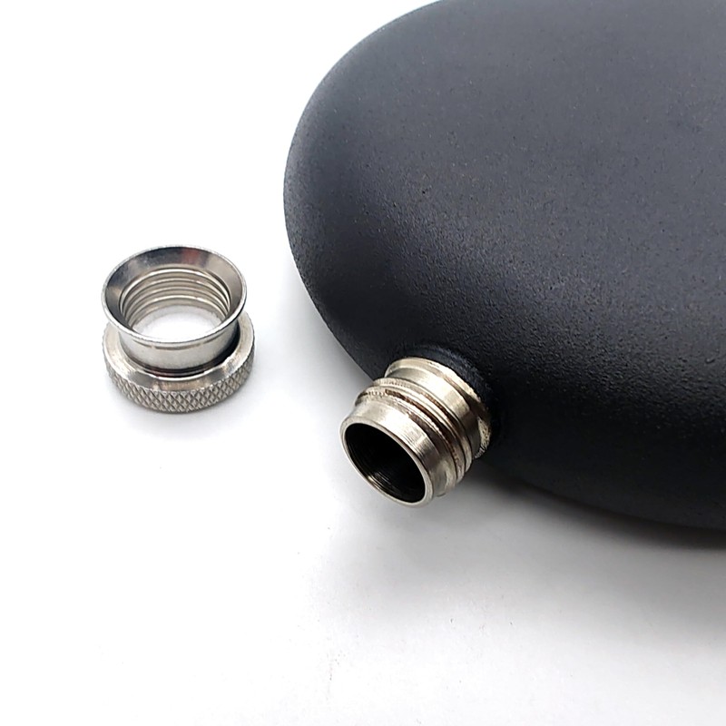 CNFLASK Black Powder Coat Matte Black 5oz Round Hip Flask