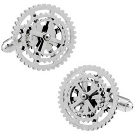 シルバー 自転車 ギア カフス カフスボタン カフリンクス n02049