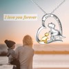 YAFEINI Dinosaur Necklace Sterling Silver I Love You Forever Heart