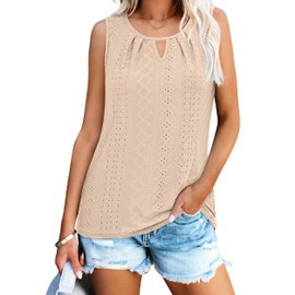 WIHOLL Womens Summer Tops Sleeveless Tank Top Loose Casual Outfits 2026 Flowy Tops for Women Apricot S