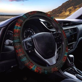 Dreaweet Navajo Print Steering Wheel Cover Women Men Southwestern Native Indian American Aztec Steering Wheel Covers Black Universal 15 inch Steering Wheel Cover for Cars SUV Trucks