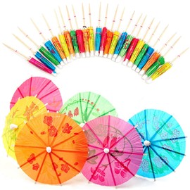 Happiest Cocktail Cooking Decoration Parasol Pick Colorful Toothpick Umbrella Bar Restaurant Event Party Supplies (Colorful:144 Pcs)