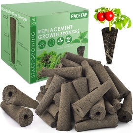 PACETAP 50 Pack Grow Sponges, Seed Pods Replacement Root Growth Sponges Compatible with AeroGarden, Seedling Starter Sponges Kit Refill Grow Sponge for Hydroponic Indoor Garden System