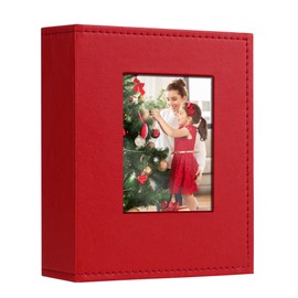 Vienrose Photo Album 4x6 100 Photos Leather Cover Picture Book with Front Window, Slip-in Picture Albums for Baby Wedding Children Vacation, Red
