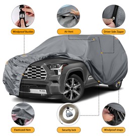 Waterproof Premium Car Covers Replace for 2001-2025 Toyota Sequoia, 10 Layers Heavy Duty with Cotton Liner All Weather Car Cover with Zipper Door, Windproof Bands for Snow Rain Dust Protection