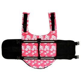 ChezAbbey Dog Life Jacket Adjustable Dog Lifevest Swimsuit Safety Vest Apparel Lifesaver Coat for Small Large Cats Puppy Kitty with Handle Reflective for Swimming and Boating Pink Flower L
