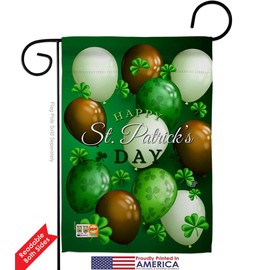 St. Pat's Balloons Garden Flag - Pack Spring St Patrick Shamrock Leprechaun Lucky Coin Holiday March Irish Clover Support Our Troops - House Banner Small Yard Gift Double-Sided 13 X 18.5