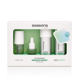 Seasons Love Your Skin - Kit Antioxidante Manzana Verde + Vitamina C 4 Piezas | Rutina Facial de 4 Pasos: Limpiador, Suero, Gel Hidratante y Protector
