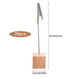 Parthan Pack of 20 Wooden Photo Holders with Clips, Sticky Note Holder, Versatile Wooden Photo Holder, Photo Holder with Clip for Desk, Office Table Decoration, Photo Stand, Photo Clip, Photo Clip