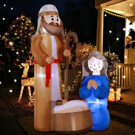 DomKom 14 FT Huge Christmas Inflatable Outdoor Decoration Santa Claus, LED Lights Holiday Blow Up Yard Decoration for Holiday Party Garden Yard Lawn Winter Decor