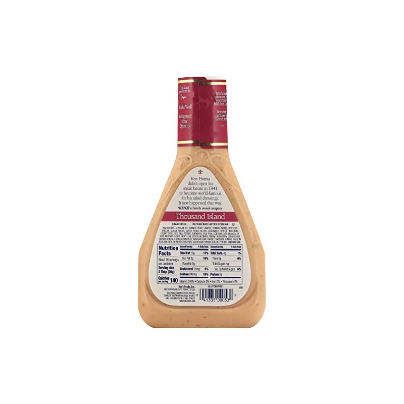 Ken's Steak House Thousand Island aderezo para ensalada, 16 oz