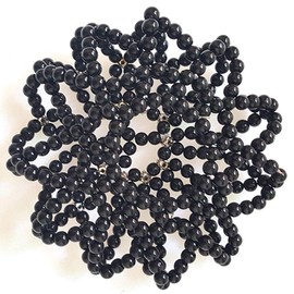 Elastic Hair Bun Cover Handmade Crochet Pearl Rhinestone Hair Snood Hair Net Hair Accessories for Women and Girls, Ballet Dance Skating (Black)