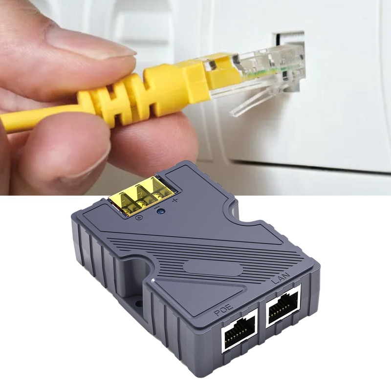 PoE Injector 48‑57V 3A GigE Passive ABS Surge ESD Protection