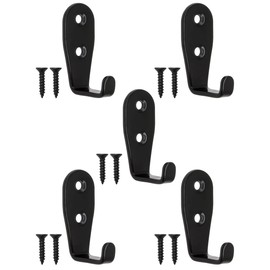 FUXXER® 5 x Classic Iron Hooks Coat Hooks Furniture Hooks Black (5.0 x 2.1 cm)