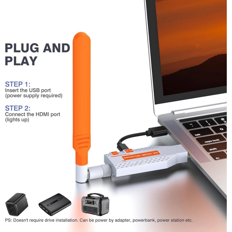 Coolpie Wireless HDMI Transmitter Receiver 4K 2160P 500FT 5.8G fr