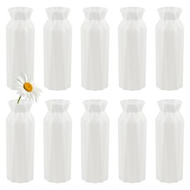 Haploon 10 Pack Plastic Vases Composite Plastic Flower Vase White Flower Vases White Small Tall Conic Floral Vase for Center Wedding Party Living Room Décor