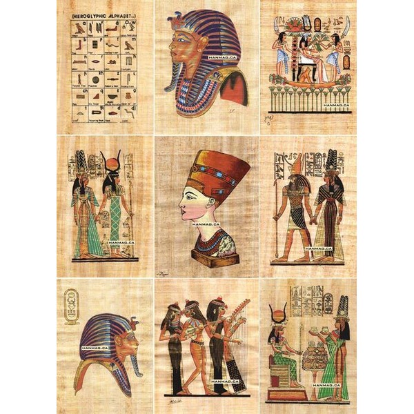 50 Egyptian Papyrus Paintings 4X6" + Over 100 Assorted Scenes + Hand Painted