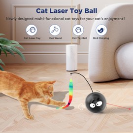 AIPERRO Cat Toys for Indoor Cats, Innovative Interactive Cat Toy Ball with Bird Chirping, USB Rechargeable Automatic Exercise Rolling Cat Toy for Bored Indoor Adult Cats Kittens, Black