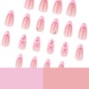 3D Pink Flower Press on Nails French Tip Medium Almond