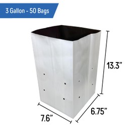 A.A 3 Gallon Grow Bags Black and White Poly Nursery Bags for Plants, Tree Grow, Greenhouse (50 Pack)