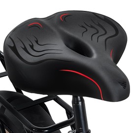 HAOQI Comfortable Bike Seat,Oversized Soft Wide Bike Saddle with Dual Shock Absorbing, Road Bike Saddle for Most Indoor, Outdoor Training Bikes