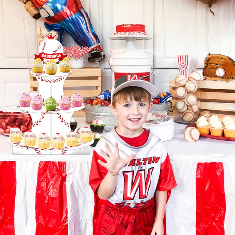 Baseball Birthday Decorations 3 Tier Baseball Theme Cupcake Stand Baseball