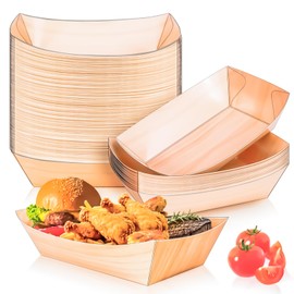 MotBach 50 Pack Extra Large 5LB Paper Food Boats Trays Disposable Paper Boat Plate Containers, Kraft Food Serving Tray Boat Basket Bowl for Snack Popcorn Burger Sandwich Taco BBQ Fries Dessert Nacho