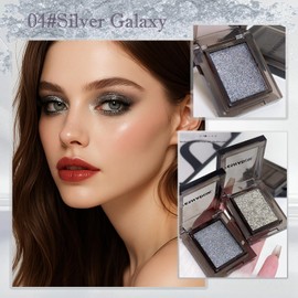 Charcoal Gray Shimmer Smokey Eyeshadow - Richly Pigmented, and Blendable, Creating Dramatic, Long-Lasting Smokey Eye Effects That Stay Flawless All Day, Ideal for All Skin Types (Silver Galaxy)