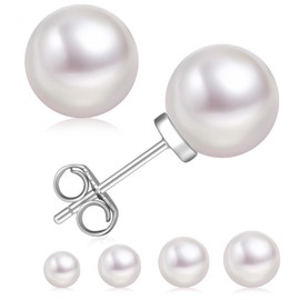 KRKCLIFE Pearl Earrings, Natural Freshwater Pearl, 0.2 inches (5.5 mm), Women's, For Ceremonial Occasions, 925 Silver, Hypoallergenic, For Mother's Day, Weddings, Coming of Age Ceremonies, Graduation