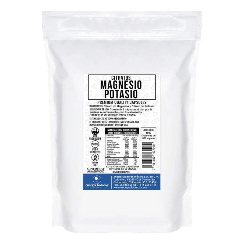 Citratos De Magnesio Y Potasio, 1,000 Cpsulas Natural