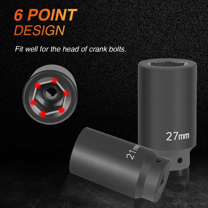 6 Pack 1/2’’ Drive Crank Bolt Socket Set, 17MM, 19MM,