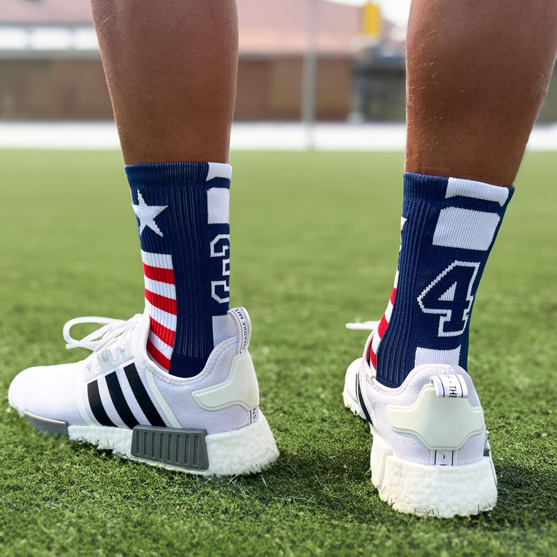 ChalkTalkSPORTS Custom Team Number Sockets | USA Number Socks |