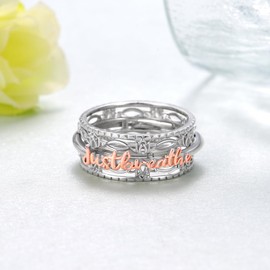 Fuguangju Spinner Fidget Ring 925 Sterling Silver Lotus Flower Yoga Just Breathe Anxiety Ring Stress Relieving Boredom ADHD Autism Rings for Women Men (8)