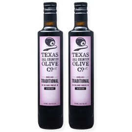 Traditional Balsamic Vinegar - Gourmet Barrel Aged Balsamic Vinegar - Great for Dressing Dipping Glazing - No Artificial Flavors or Added Sugar - Made in Texas (16.9 oz, 2 Pack)