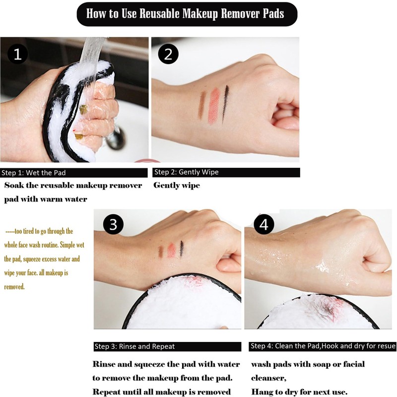Reusable Makeup Remover Pads,6 Pack Facial Make Up Removal Wipes,