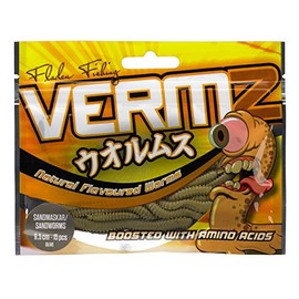FLADEN Fishing Soft Baits - VERMZ Imitation Worms (0.9/8.5/9.5 / 12cm) with Natural Flavours and Amino Acids - Bloodworms, Sandworms and Earthworms (10-12cm Sandworm - Brown) [20-59120-01]