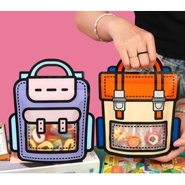 OWLSOME Trendybag Orange and Purple Top-handle Party Goodie bags, Grip n’ Seal gift bags with Stand-up Bottom, birthday bags, 20 Pc (Small, Mixed Color)