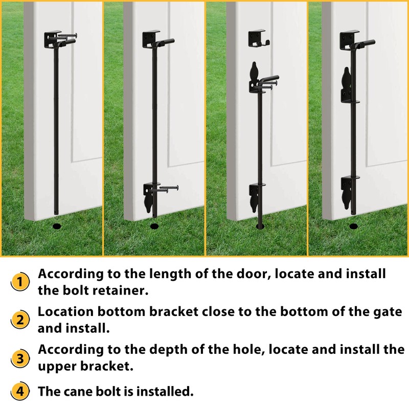 URDOGSL 24" Heavy Duty Cane Bolts for Gates with Black
