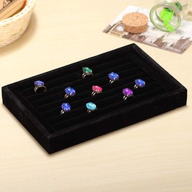 SuperglockT Jewellery Display, Soft Velvet Scratch-Resistant Ring Box, Jewellery Storage, without Cover, Jewellery Container for Earrings, Rings, Brooches, Necklace, 23 x 15 x 3 cm, Velvet