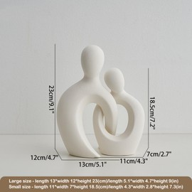 Eachave Romantic White Ceramic Couple Sculpture for Home Decor - Modern Abstract Lover Statue for Living Room, Office, and Bedroom Decor - Perfect Anniversary, Valentine's Day