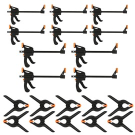 VIDETOL Woodworking Clamps Set, 5 Pack 4 Inch Bar Clamps and 5 Pack Spring Clamps, Clamps for Woodwork Fast Easy Clamping and DIY Projects