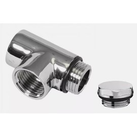 Team Controls Dual Fuel Heated Towel Rail Element Connector for Radiator Valves Chrome T - Piece 1/2" TEE, c/w Blank Plug